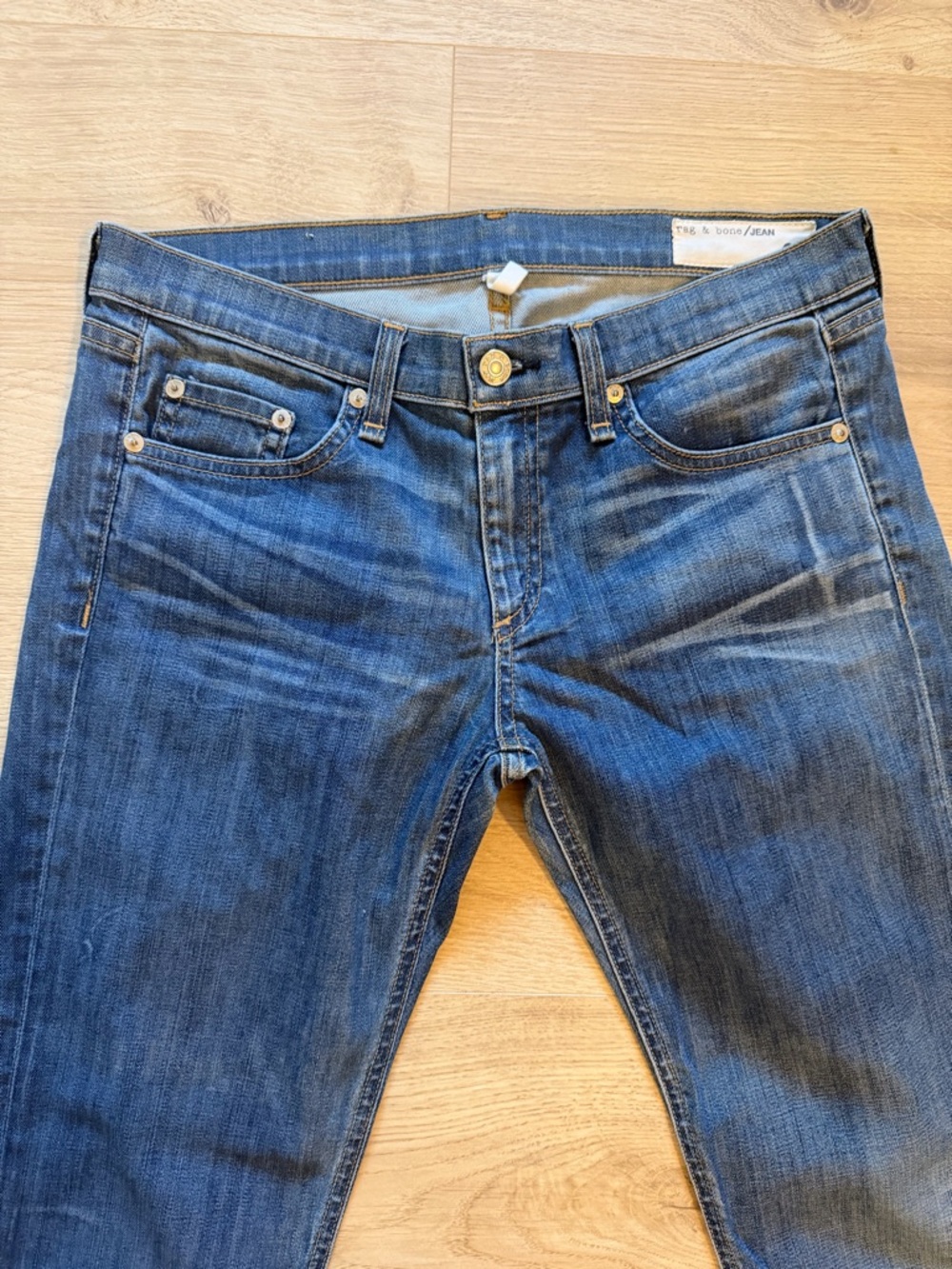 Rag & Bone Women's Dre Low-Rise Slim Boyfriend Jeans Size 27 Medium Dark Wash - Picture 8 of 12